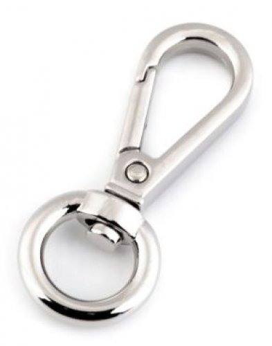 Karabinerhaken - 12mm Fädelloch - silber dick